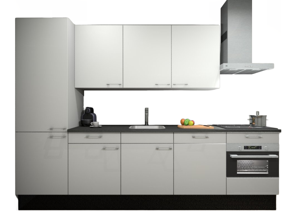 Minimaal Hopelijk merk op Procasa Keuken 300cm Compleet Wit Inclusief Hoge Kast Met  Koelvriescombinatie Links Vaatwasser Combi Oven Inductie Kookplaat En  Afzuigkap - BMN