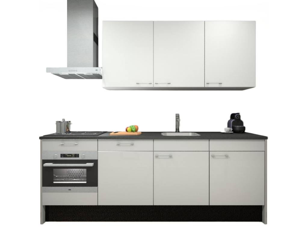halsband Verbinding spanning Procasa Keuken 240cm Compleet Wit Spoelbak Rechts Uit Midden Met 5 Inbouw  Apparaten Koelkast Rechts, Vaatwasser, Combi Oven, Inductie Kookplaat En  Afzuigkap - BMN