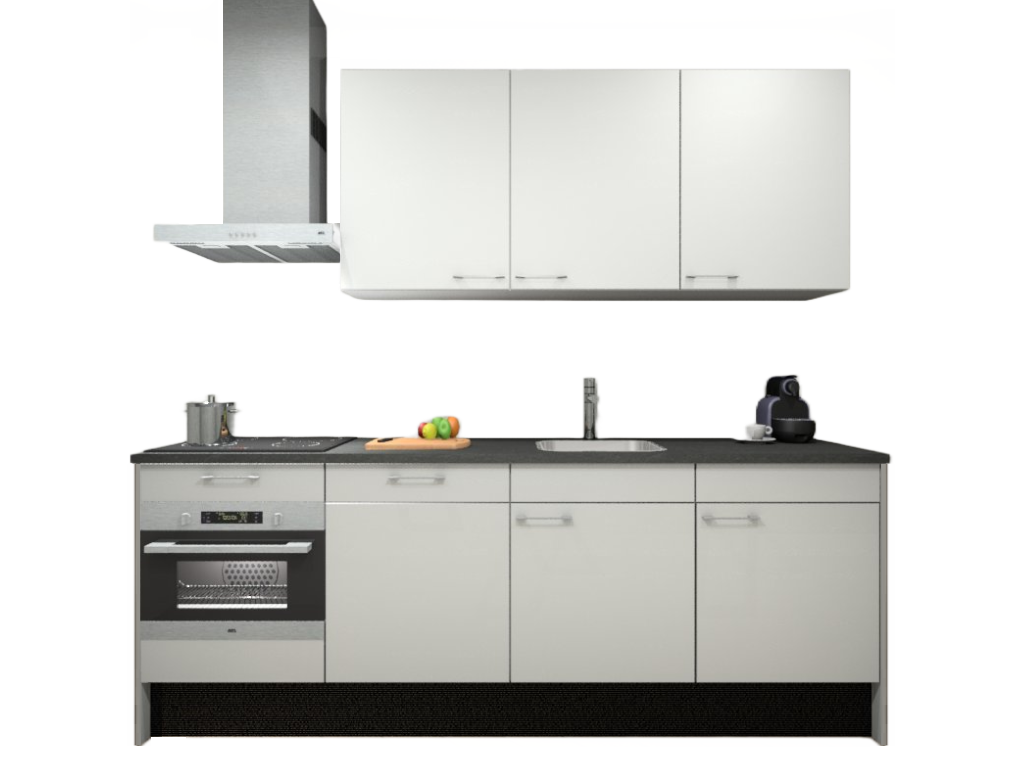 Iedereen eindpunt Knop Procasa Keuken 240cm Compleet Wit Spoelbak Rechts Uit Midden Met 5 Inbouw  Apparaten Koelkast Rechts, Vaatwasser, Combi Oven, Inductie Kookplaat En  Afzuigkap - BMN