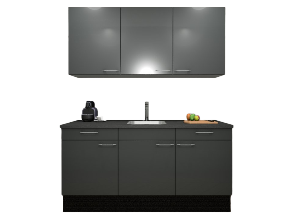 afstand nieuwigheid Tenen Procasa Keuken 180cm Compleet Vulcano Black 596 Zwart - BMN